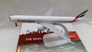PREMIUM Emirates B777 Diecast Airplane 8 Inch Boeing 777 Aircraft Model Metal Plane with Landing Gear Display Stand Aviation Collectible Airplane Toy Souvenir Gift Emirates Airline Model