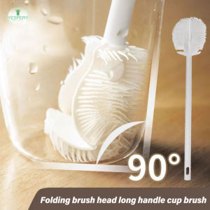 YESPERY Silicone Cup Brush Water Cup Milk Bottle Cleaning Tool Long Handle Brush Soft and Foldable Brush Head Household Corner Free Bottle Cleaning Brush