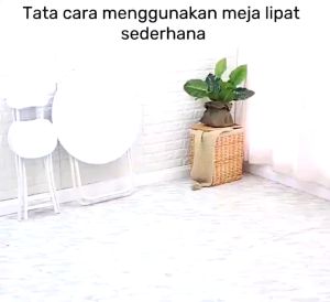 WD Meja Lipat Bulat Kayu Minimalis Ukuran 60x60cm / Meja Makan Lipat / Portable Folding Table