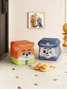 Cartoon Style Childrens Low Stool Shoe Changing Bench Living Room Entrance Decorative Resin Material No Assembly Required
