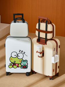 Multifunctional Graffiti Frog Cartoon Travel Suitcase Large Capacity Male Luggage with Pull Rod Boarding Password Box
