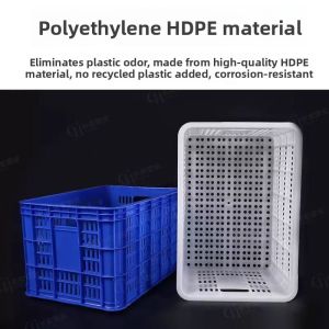 Thickened Hollow out Plastic Rectangular Fruit Storage Basket for Delivery Vegetable Market Distribution Storage Caddy