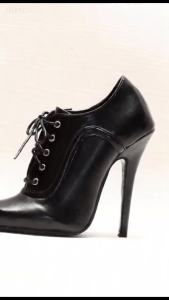 Giày Cao Gót 14CM Kiểu Mary Jane Mũi Nhọn Dây Buộc Chất Liệu PVC Phong Cách Fetish Pinup Cổ Điển Dành Cho Nữ Giày Dự Tiệc Quyến Rũ