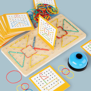 Wooden Nail Board Two-player Battle Game Geometry Puzzle Kids Graphics Geometric Toy for Children Montessori Early Education