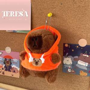 【TERESA】A225可爱风Love卫衣水豚卡皮巴拉系列毛绒钥匙扣 | Cute Love Hoodie Capybara Plush Keychain 卡皮巴拉豚门系列公仔 / 毛绒玩偶挂件 / 包包钥匙链挂饰 Capybara Series Doll / Plush Pendant / Bag & Keychain Accessory