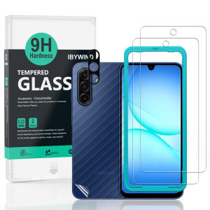 Ibywind cho Samsung Galaxy A17 4G & 5G miếng bảo vệ màn hình (Gói 2) với 1PC bảo vệ ống kính kim loại 1PC sợi carbon miếng phim dán sau phụ kiện lắp đặt dễ dàng