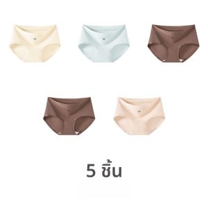 MiiOW | กางเกงชั้นในสตรีไร้ตะเข็บผ้าฝ้ายแท้กางเกงโยคะกีฬาเอวกลางไร้รอยต่อ กางเกงชั้นในสตรีไร้รอยต่อผ้าไหมน้ำแข็ง Pure Cotton Antimicrobial สำหรับผู้หญิง