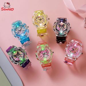 Anime Sanrio Kuromi Led Luminous Watches Kawaii My Melody Hello Kitty Cinnamoroll Children Watch Christmas Halloween Gifts