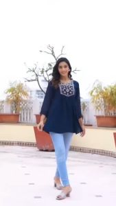 KPS NEW ARRIVAL READY STOCK Embroidery Work Short Tops for Office and Regular Wear