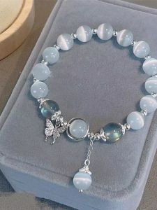 New Ethnic Chinese Natural Cats Eye Stone Turquoise Purple Crystal Red Agate Bracelet Womens Tibetan Childrens Glass Bracelet