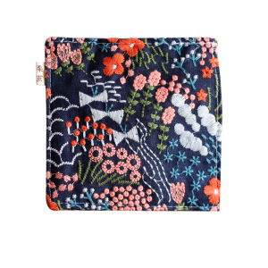 Japanese Style Embroider Cotton Linen Coaster Square Heat Proof Mat Potted Decorative Pad Vase Mat Tea Mat Dish Mat Placemat Fabric