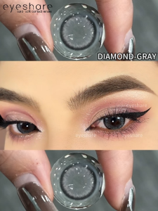 1 cặp Eyeshare Diamond blue Kính áp tròng lens màu lens màu độ giãn 14.5mm kèm khay