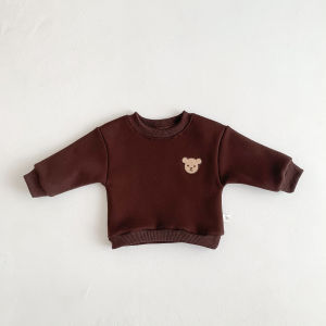 Childrens Winter Round Neck 4 Color Korean Style Sweatshirt Childrens Clothing Baby fleece-lined Boys and Girls Baby fleece-li