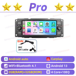1 Din 6.86" Screen Carplay Radio Android Car Multimedia for Jeep Dodge Chrysler Plymouth 300M Concorde LHS PT Cruiser Sebring