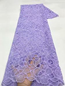 Vải Ren Voan Trắng Pháp 5 Thước Chất Lượng Cao Đính Sequin Vải Lưới Dùng May Vá Cưới Kiểu Dáng Châu Phi Họa Tiết Ren Rỗng