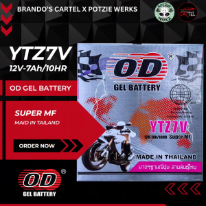 OD GEL BATTERY 12N5L-BS / YTX4L-BS / YTX12-BS / YTZ7S / YTZ7V MOTORCYCLE BATTERY BRANDOS CARTEL