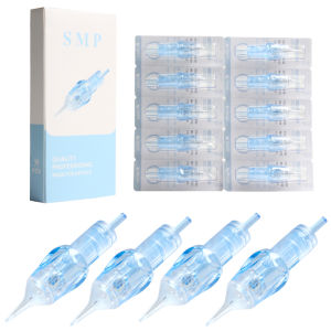 10pcs 1RL Blue 0.25mm 0.3mm 0.35mm Disposable Tattoo Cartridges Permanent Eyebrow Makeup Needles For Tattoo Machine