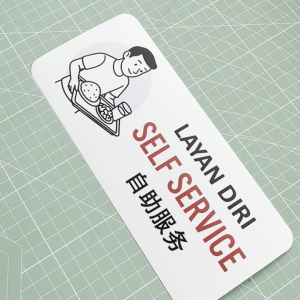 Self Service. Layan Diri. 自助服务. Sticker Sign Signage Notice Label. Take Food Yourself.