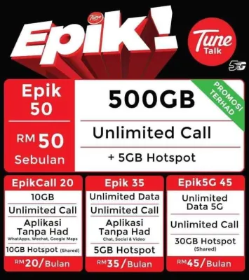 PLAN EPIK TERBARU TUNE TALK