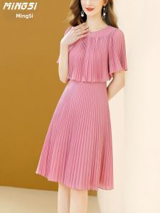 MINGSI | Chic Slimming Pleated Chiffon Dress