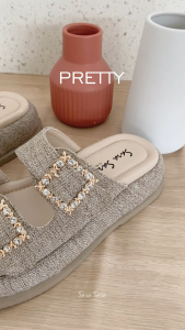 Sara Sara Pretty Sandal Selop Wanita Kristal Dua Strap Sendal Slop Platform