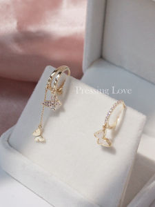 Asymmetric Butterfly Earrings Womens Butterfly Design Sensation Ear Jewelry  out Korean Style Alloy Plated Silver Gold
