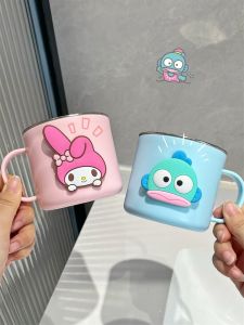 MeiLetti Stainless Steel 304 Cute Baby Toothbrush Cup Anti-fall Washing Cup Creative Dental Care Tool for Children