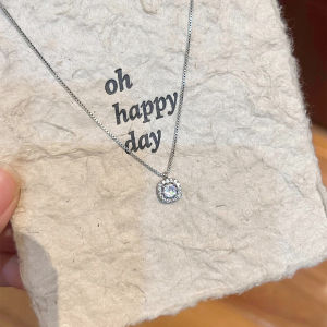 S925 Silver Sugar Cube Necklace Womens Niche Accessory 2024 New Luxury Pendant Sweater Clavicle Chain Fashion Jewelry