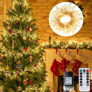 6M/75M LED Cụm Đèn Cổ Tích Pháo Dây Giáng Sinh Vòng Hoa Cho Tiệc Cưới Năm Mới Trang Trí IP44 Chống Thấm Nước