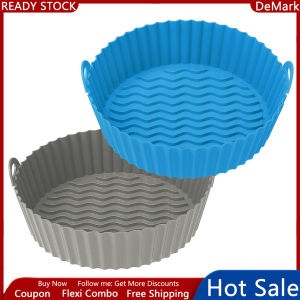 2 Pack Air Fryer Silicone Baking Tray 7.5 inch for 3.5-7.2L Reusable Air Fryer Round Silicone Insert for Air Fryer Easy Cleaning Silicone Pot for Oven Accessories