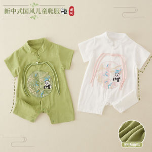 Lightweight Summer Traditional Chinese Style Baby Boy Romper Short Crawler A-Line Onesie Cotton Princess Dress Single Piece