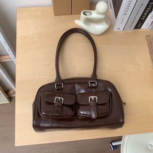 IELGY Autumn and winter large capacity South Korea vintage bowling portable shoulder bag fashion commuter underarm bag