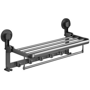 TAILI ราวแขวนผ้าขนหนูติดผนังชั้นวางผ้าขนหนูถ้วยดูดสูงระดับไฮเอนด์สำหรับห้องน้ำราวแขวนผ้าขนหนูติดผนังแบบไม่ต้องเจาะรูขนาด65ซม. ที่เก็บของในห้องน้ำชั้นวางผ้าขนหนูถ้วยดูดชั้นวางห้องน้ำพื้นที่อลูมิเนียมพร้อมตะขอแกนแขวน