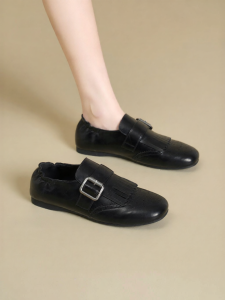 Josiny | Retro Black Autumn Brogue Style Loafers
