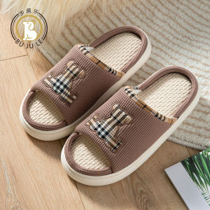 Dép Vải Lanh Dày Trong Nhà Mùa Xuân 2025 Chống Trượt Đế PVC Dép Lê Nam Nữ Trẻ Tuổi Phong Cách Hàn Quốc Thêu