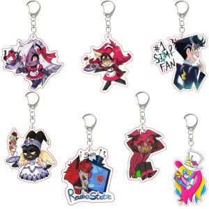 Bandai | Anime Hazbin Hotel Vox Alastor Charlie Morningstar AD Sir Pentious Acrylic KeyChain Cute Backpack Pendant Valentines Day Gift