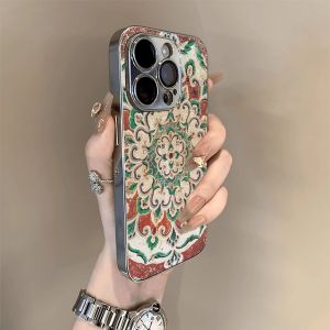 Sheepskin Phone Case for  17ProMax Full Cover Lens Anti-Fall Wall Painting Pattern Female Style Protective Cover for 16Promax