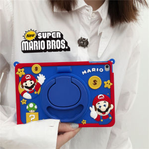 For Apple iPad 10th 9th 8th 7th 10.9"10.2" 5th 6th Air Pro 5th 4th 3rd 9.7" 10.9" 10.5" 11.0" Mini 1 2 3 4 5 6th Gen 7.9" 8.3" 2019 2020 2021 2022 Kids Tablet Cute Cartoon Super Marie Silicon Shockproof Stand Shoulder Strap Case Cover