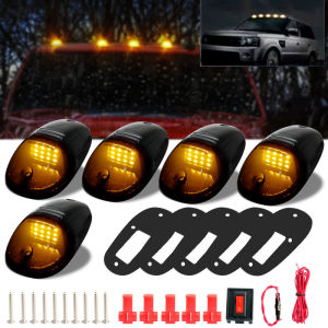 5pcs Amber White LED Cab Roof Top Marker Running Lights For Truck SUV 4x4 Dodge RAM F150 / F250 / F350 Signal Lamp Head Light