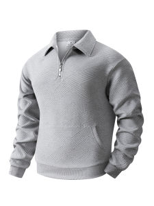 Autumn Mens Casual Sweatshirt Quarter Zip Solid Color Pullover Sweater Outdoor Daily Long Sleeve Polo Turtleneck Male Tops