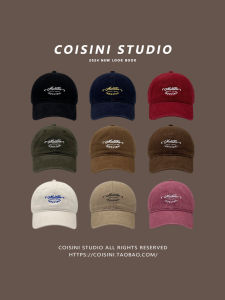 หมวกเบสบอลสไตล์ย้อนยุคสไตล์อเมริกัน หมวกทรงปากเป็ดปักลายตัวอักษรสีแดง หมวกกันแดดทรงสูงสำหรับนักเรียน หมวกแฟชั่นชาย