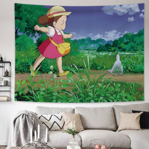 Totoro Tapestry Background Hanging Cloth Anime Paint Wall Bedhead Tapestry Room Dormitory Wall Cloth Tapestry Bedroom tapestry