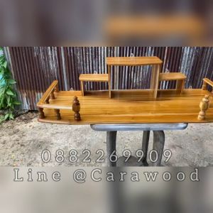 HNGM หิ้งพระไม้สักทอง หิ้งพระติดผนัง หิ้งพระแบบแขวน โมเดิร์น ขนาด 100*40 ซม. สีเคลือบใส Buddhas shelf