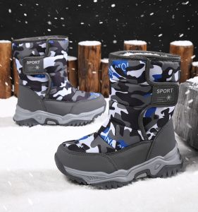 Thickened Fleece Childrens Snow Boots Waterproof Anti-Slip Cotton Shoes for Boys And Girls Warm Winter Boots Casual Style