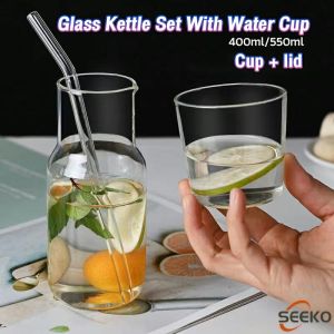 Seeko 550ml/400ml Japanese Style Large Capacity Glass Kettle Set With Water Cup