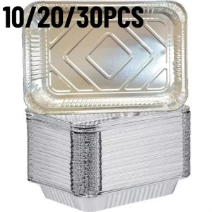 10/20/30PCS Disposable Barbecue Tin Ftray Aluminum FoilFtray Grease Drip Recyclable Grill Collection Tray Outdoor Kitchen Supply