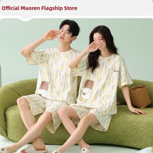 MiiOW | Cotton Couple Summer Short Sleeve New Cute Pajama Set