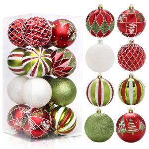 Red Green White Handpainted Irregular Shaped Christmas Decoration Set