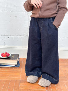 Kids Environmental-Friendly Anti-Fading Denim 2024 Winter New Arrival Girl Baby K-style Western Style Thick Casual Pants