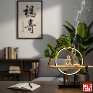 Thác Khói Phong Thuỷ Tiểu Cảnh Trầm Hương Tam Phật An Lạc Thiền An Shop Decor Không Gian Sống.